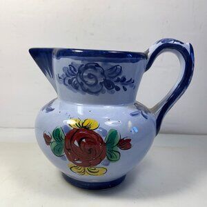 Vestal Alcobaca Made in Portugal Pottery 4.5" Pitcher Hand Painted #548 Blue